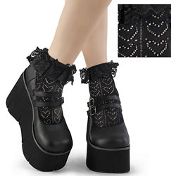 Heart Net Ruffle Sock - Demonia Cult